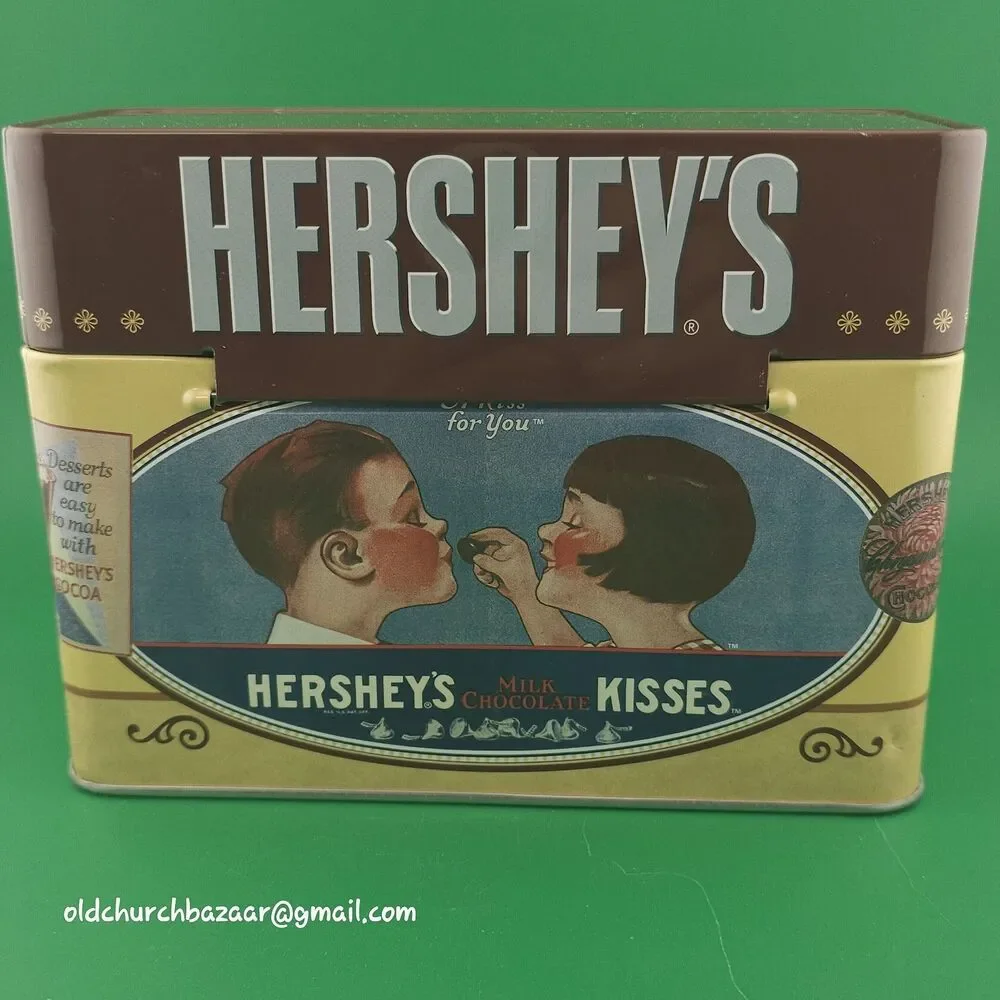 Vintage Hershey's Chocolate Kisses Tin Hinged Lid Complete w Dividers & Recipes